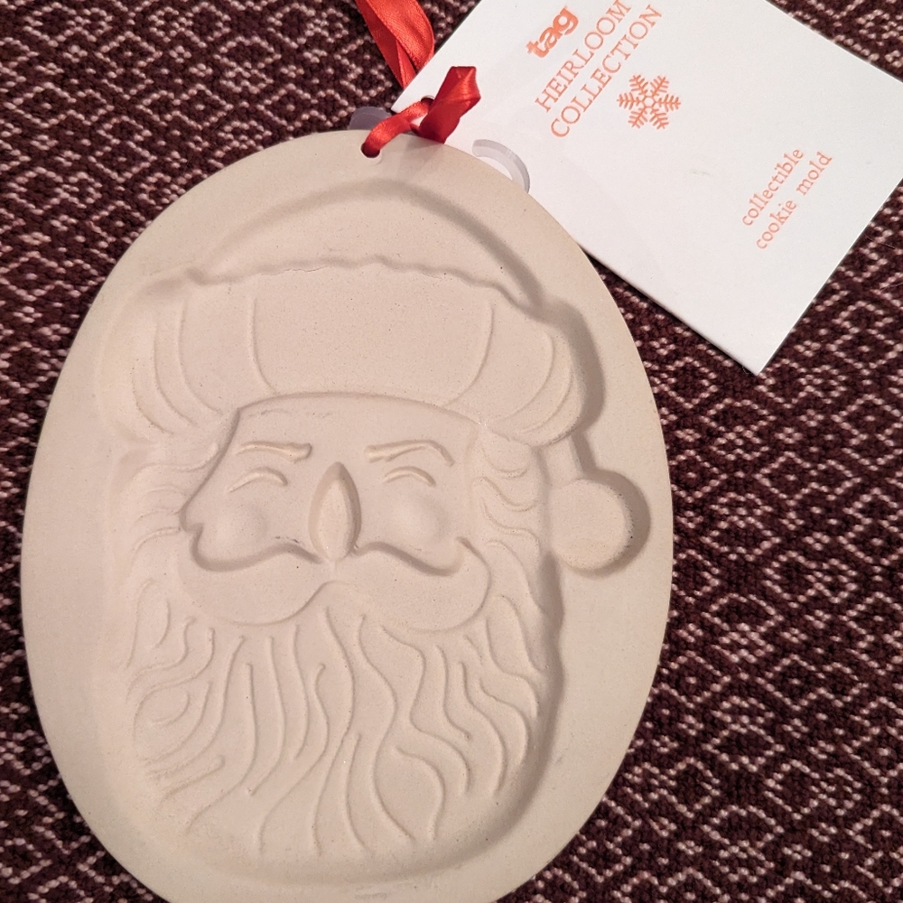 TAG stoneware Santa Claus cookie mold, NWT